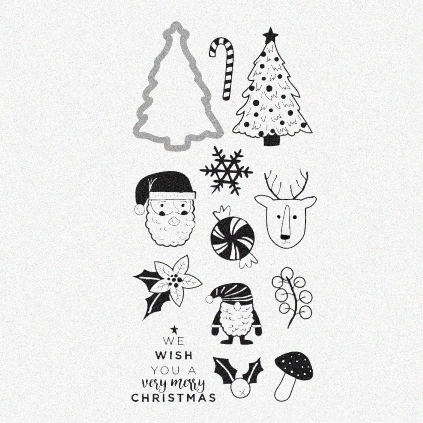 Holiday Cheer Acrylic Stamp and Die Set, 13 Pieces