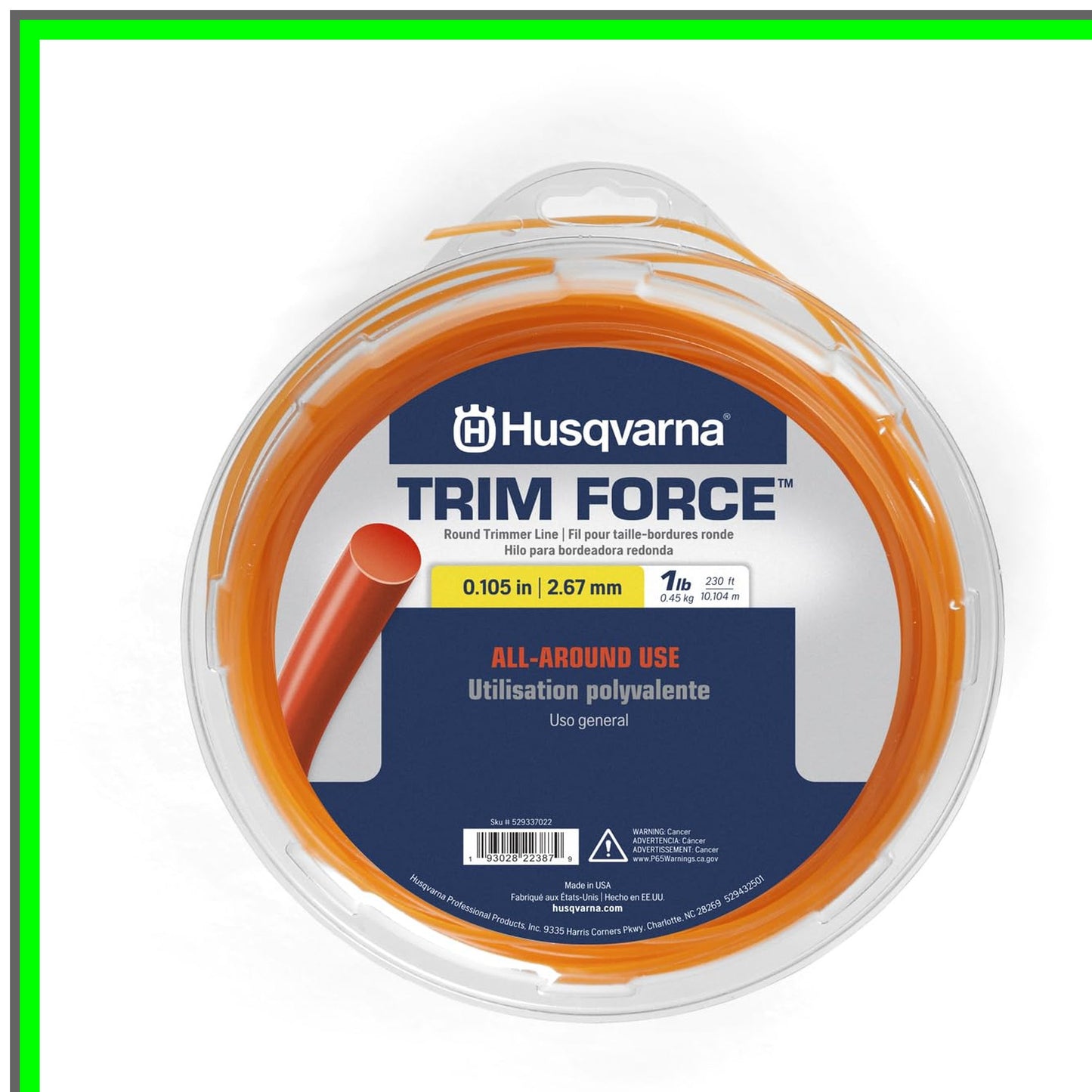 Trim Force Pro Round Trimmer Line 105" x 230' for Efficient Lawn Care