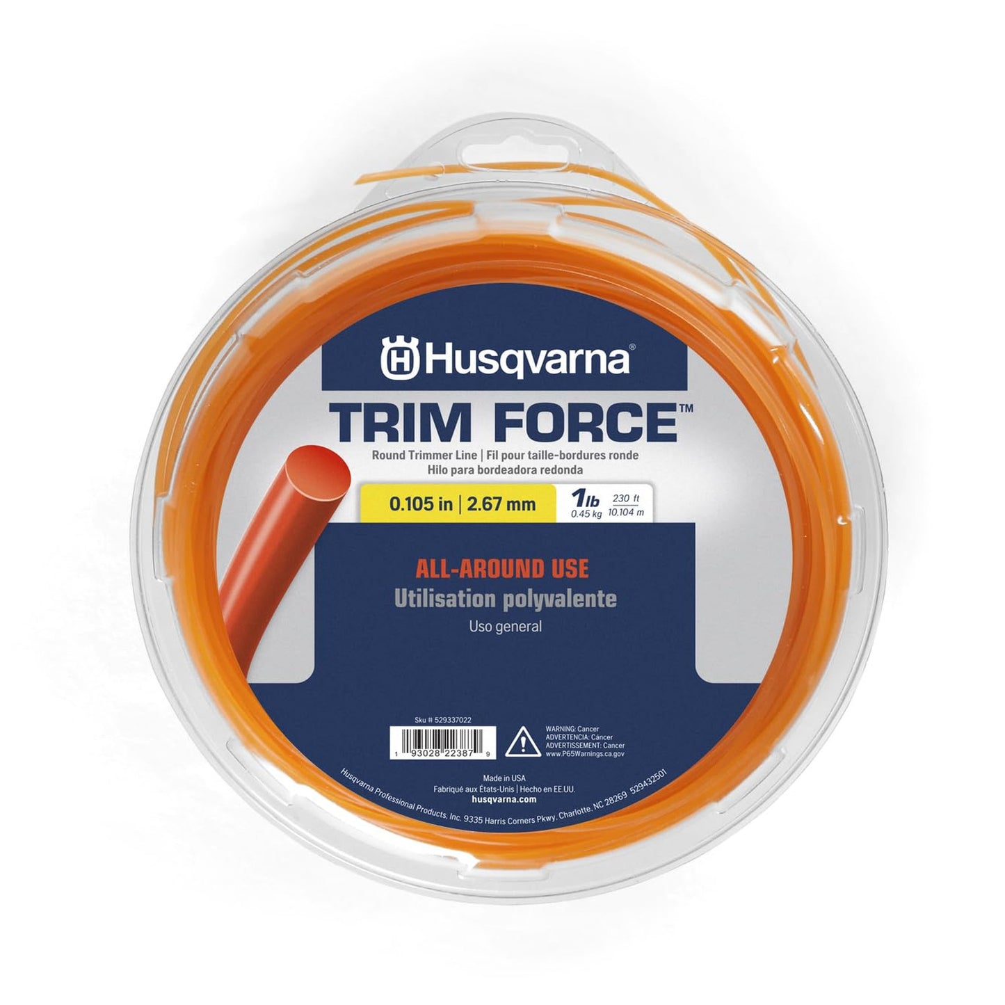 Trim Force Pro Round Trimmer Line 105" x 230' for Efficient Lawn Care