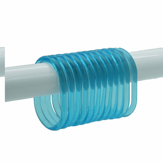 Set of 12 Clear Turquoise Blue Shower Curtain Rings