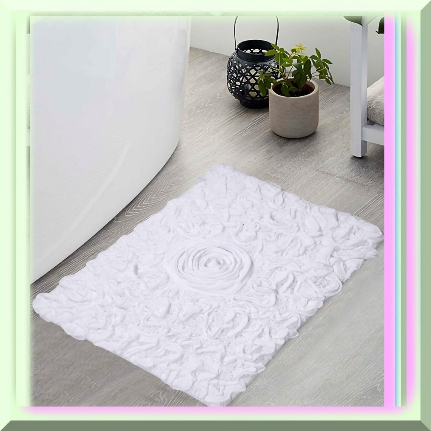 17"x24" Cotton Tufted Bath Rug White