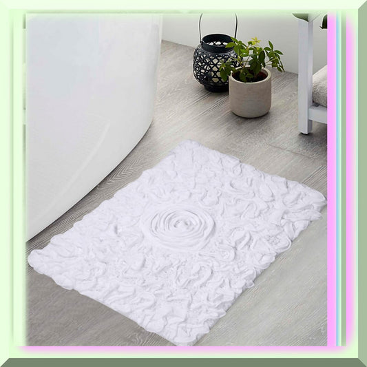 17"x24" Cotton Tufted Bath Rug White