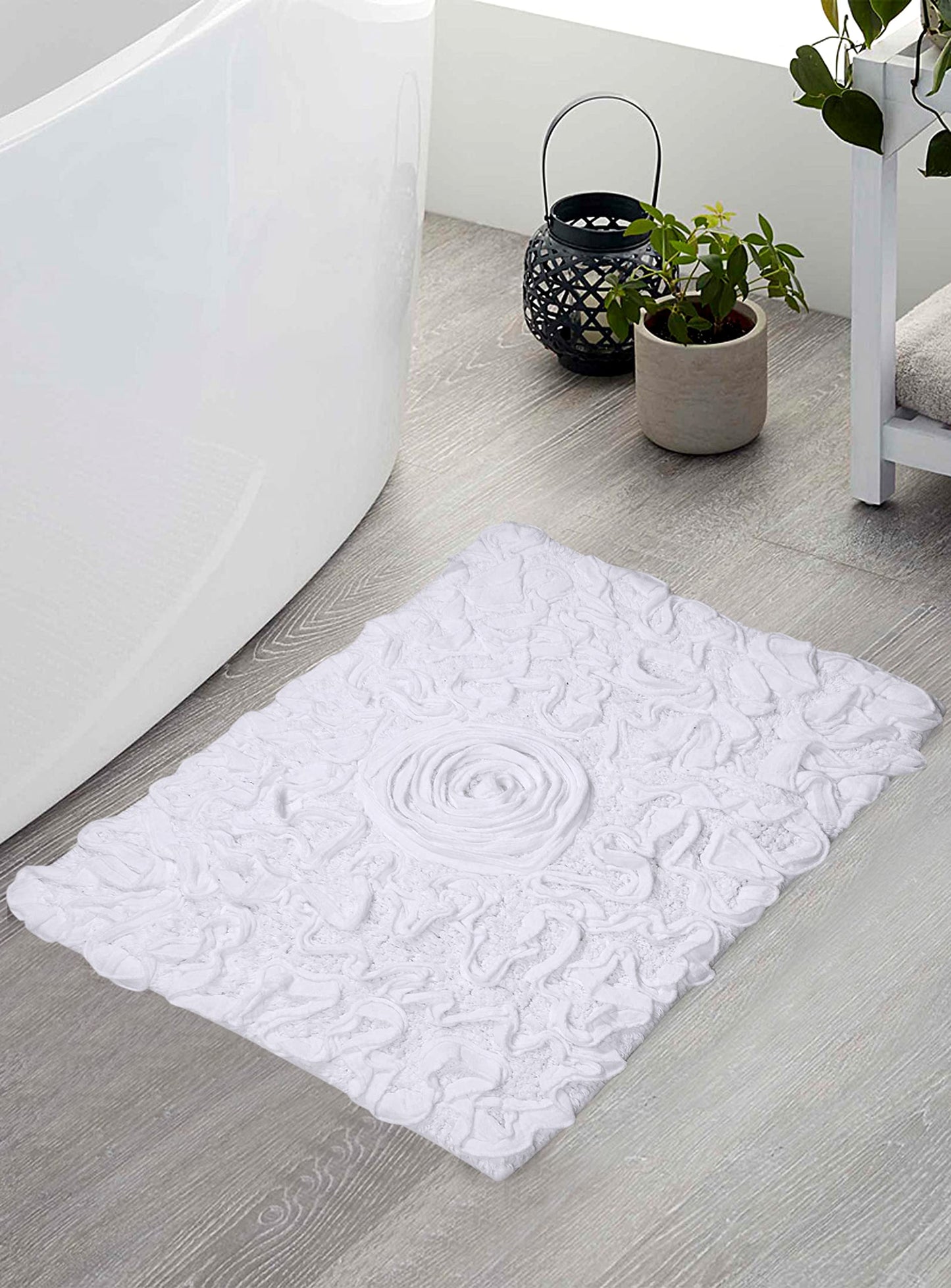 17"x24" Cotton Tufted Bath Rug White