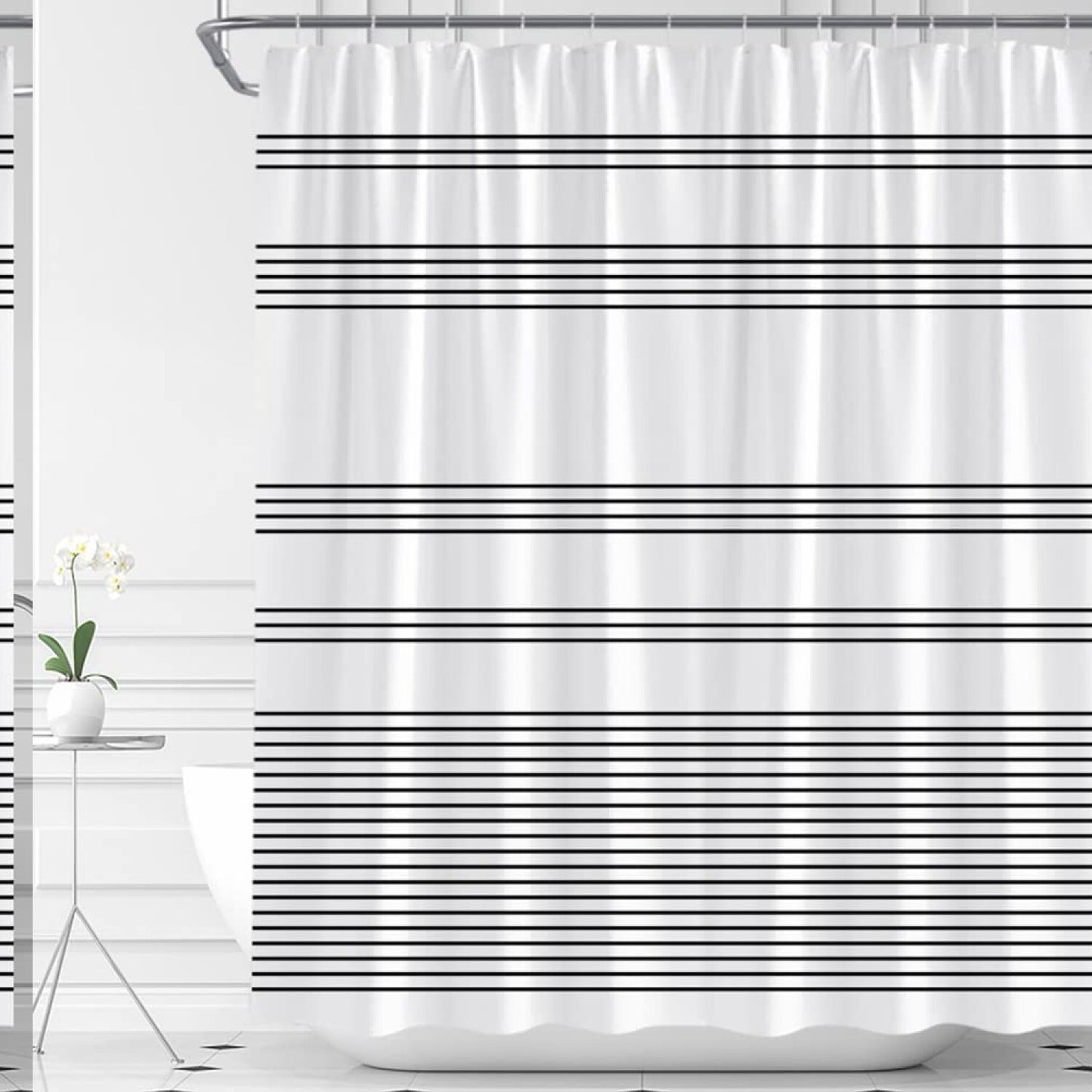Black and White Striped Shower Curtain 70" x 70"
