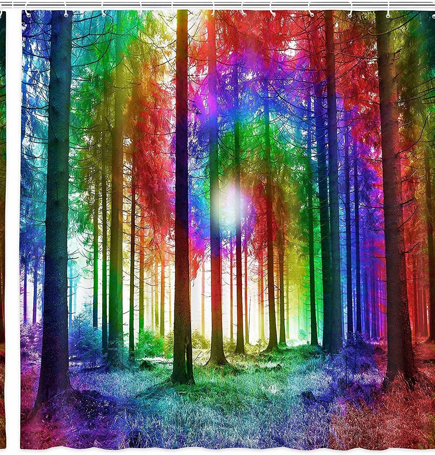 Tie Dye Shower Curtain 70" Waterproof Fabric with Hooks