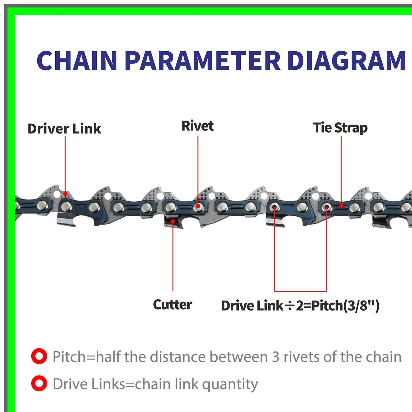 10 Inch Chainsaw Chain 2 Pack Compatible with Ryobi Homelite WORX Black Decker
