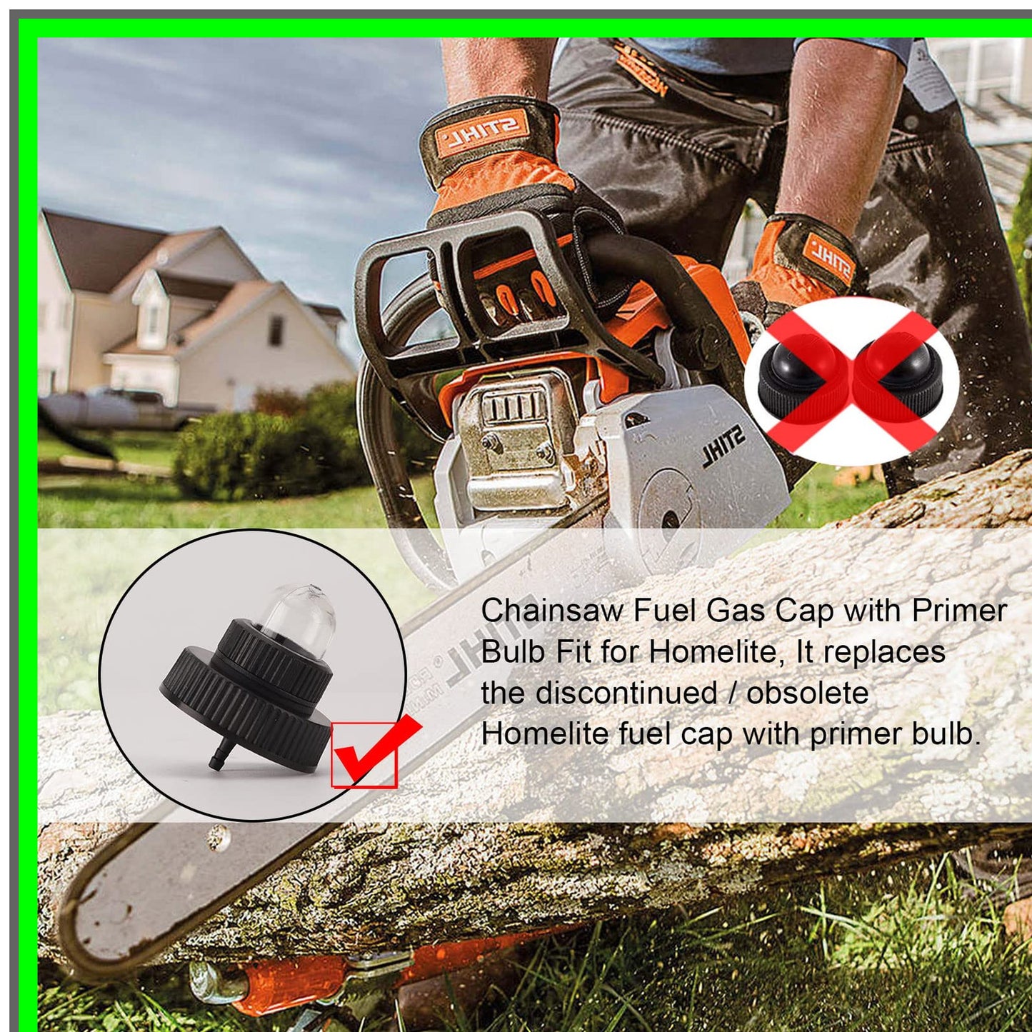 Chainsaw Fuel Gas Cap with Primer Bulb for Homelite Models Replacement