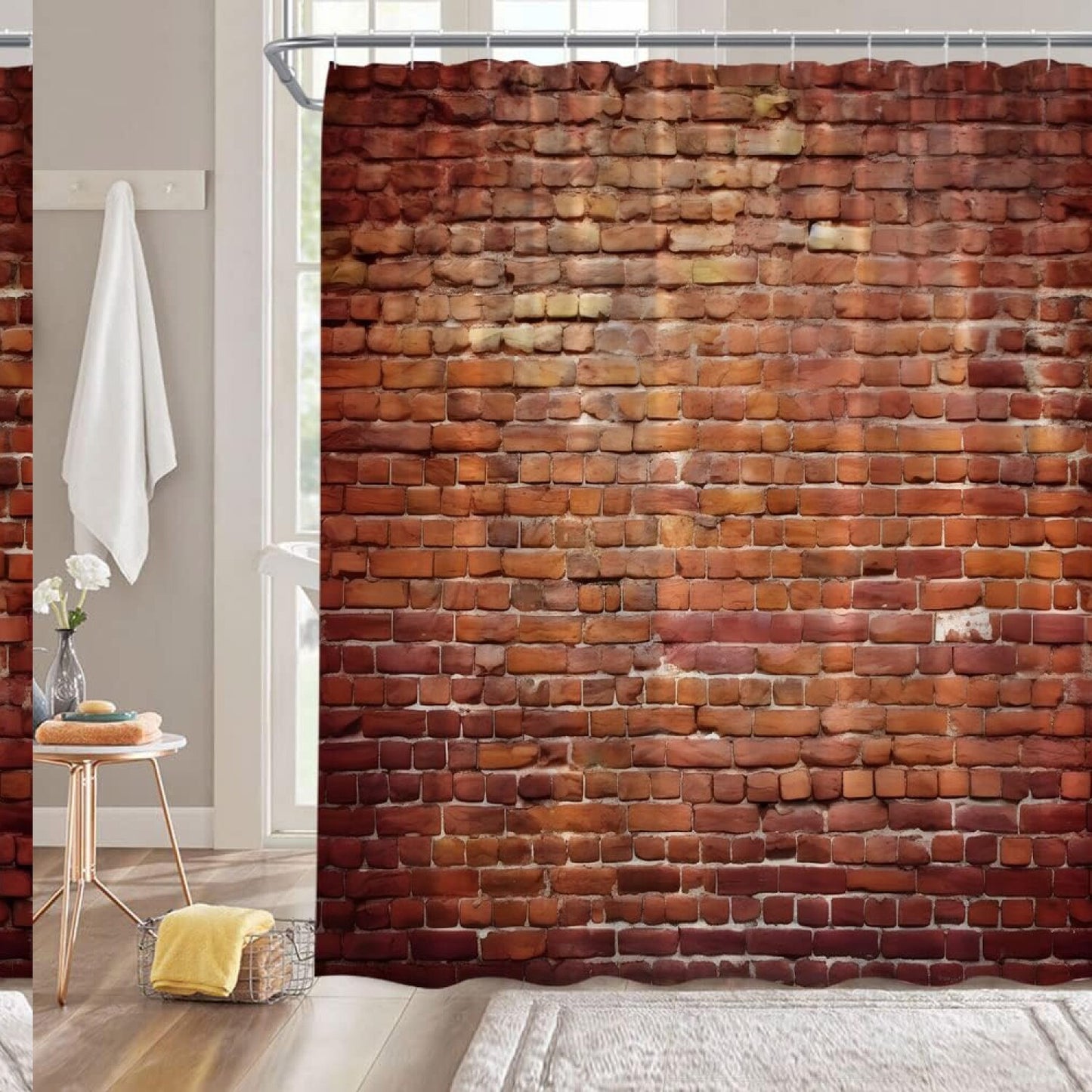 Vintage Red Brown Brick Wall Shower Curtain 70x70 inches
