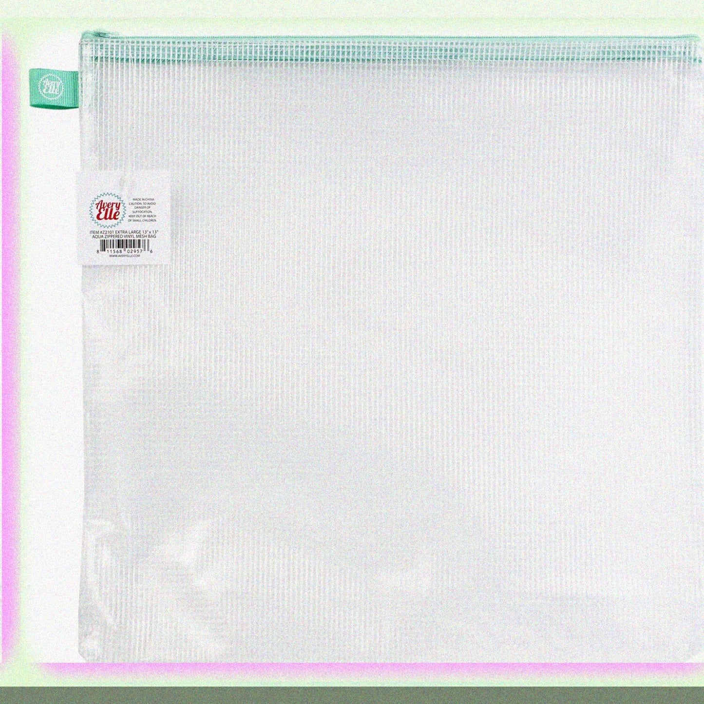 Zippered Vinyl Mesh Pouch Aqua-Extra Large