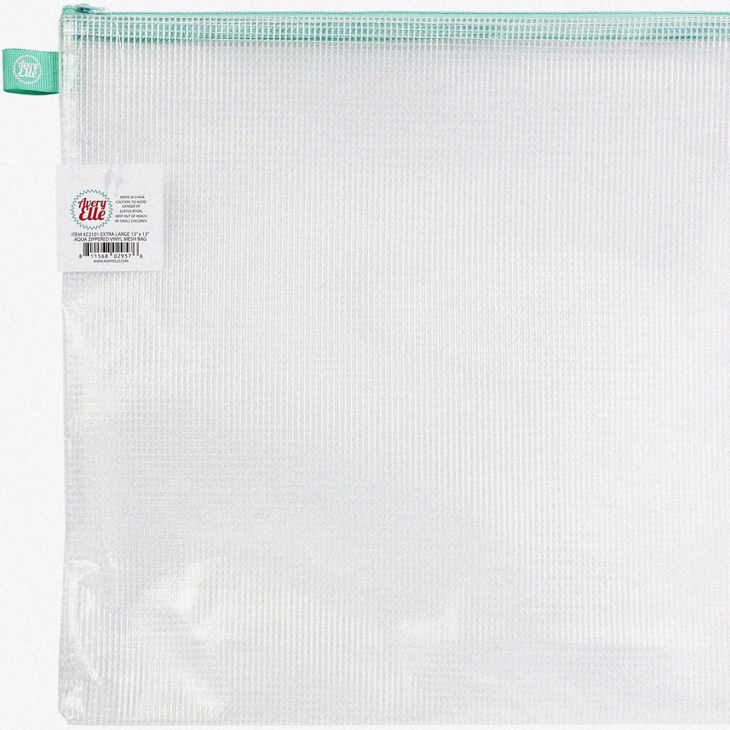 Zippered Vinyl Mesh Pouch Aqua-Extra Large
