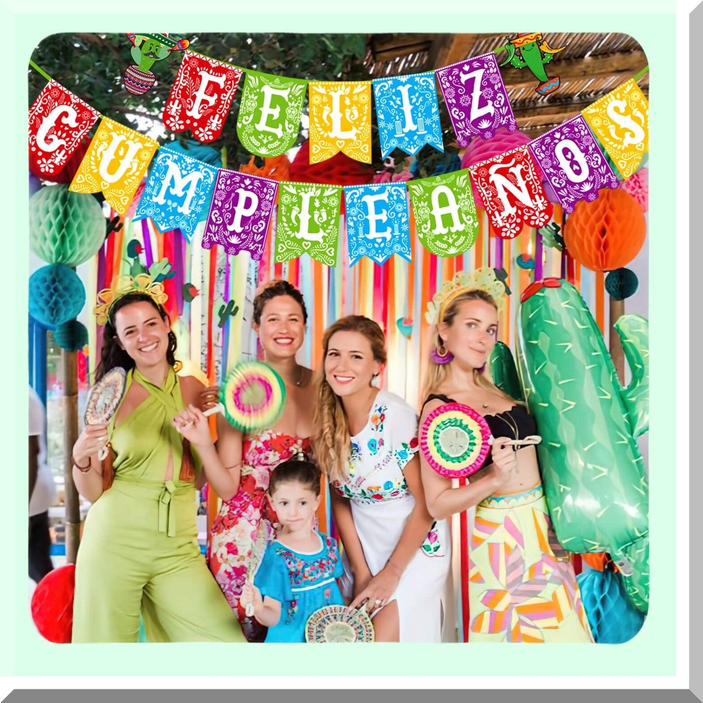 Fiesta Fun Happy Birthday Banner - Mexican Themed Cinco de Mayo Party Decorations Supplies for a Festive Celebration!