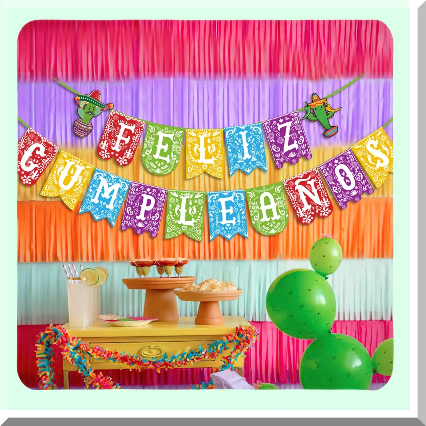 Fiesta Fun Happy Birthday Banner - Mexican Themed Cinco de Mayo Party Decorations Supplies for a Festive Celebration!