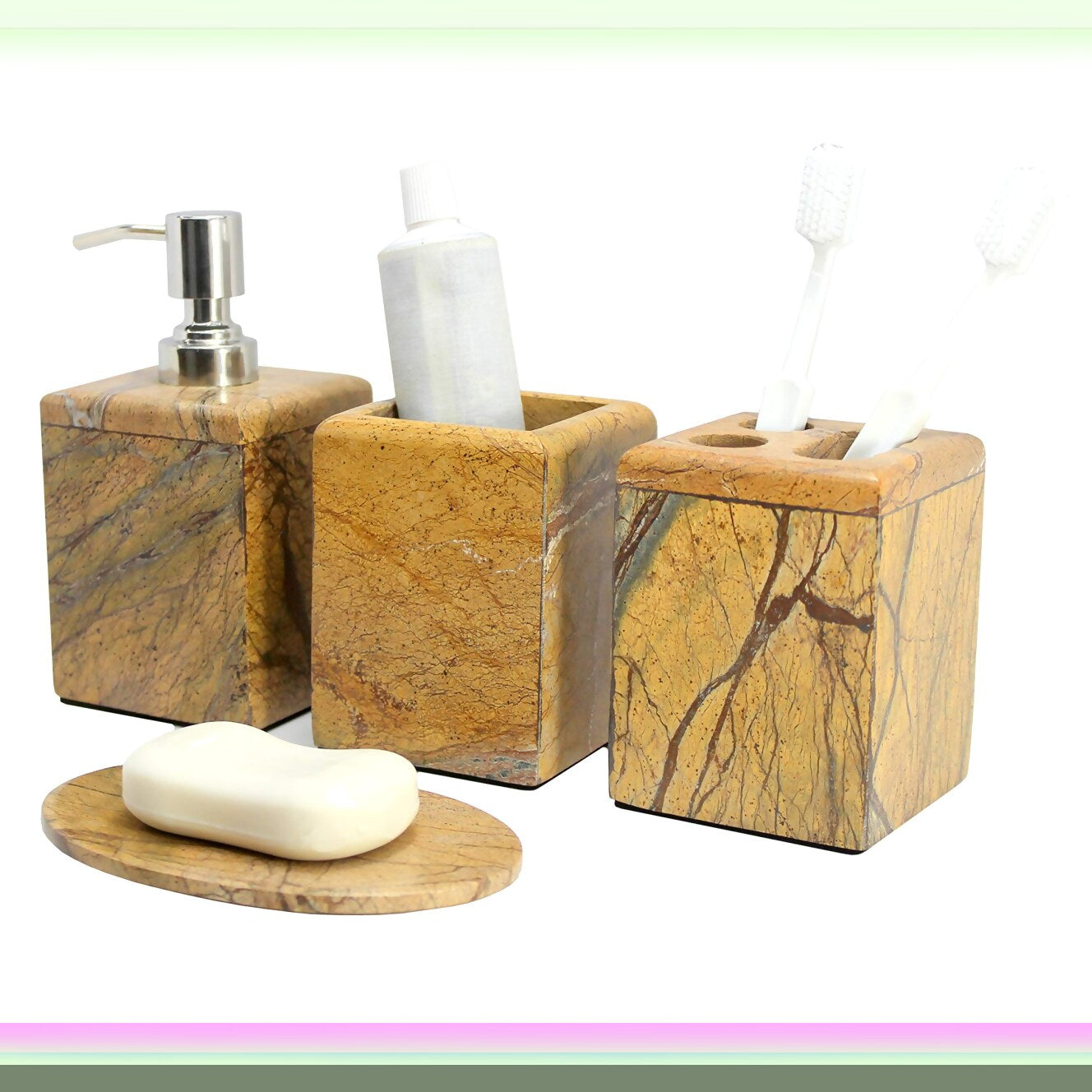 Natural Stone Bathroom Accessory Set (4 Pieces)