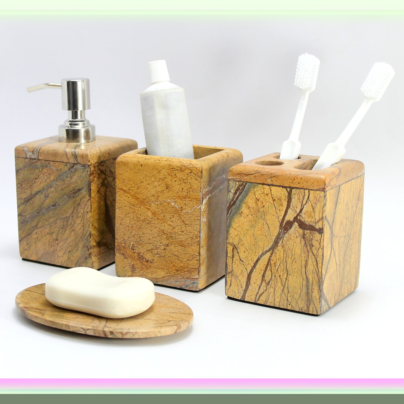 Natural Stone Bathroom Accessory Set (4 Pieces)