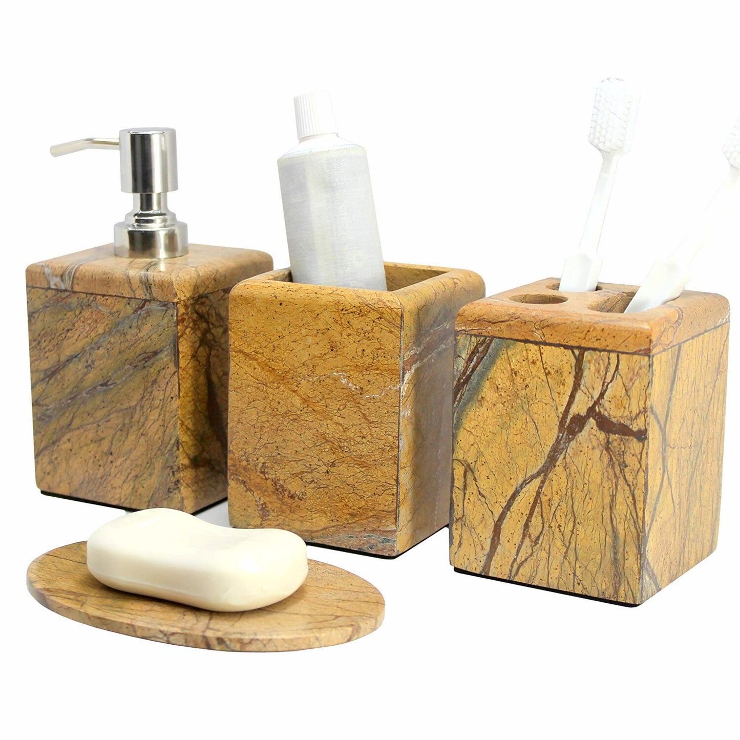 Natural Stone Bathroom Accessory Set (4 Pieces)