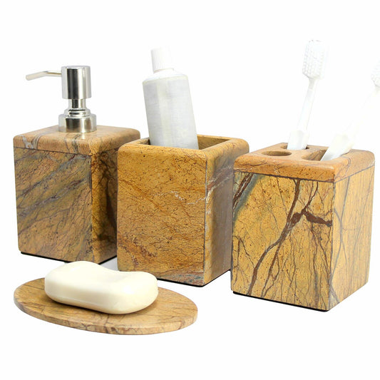 Natural Stone Bathroom Accessory Set (4 Pieces)