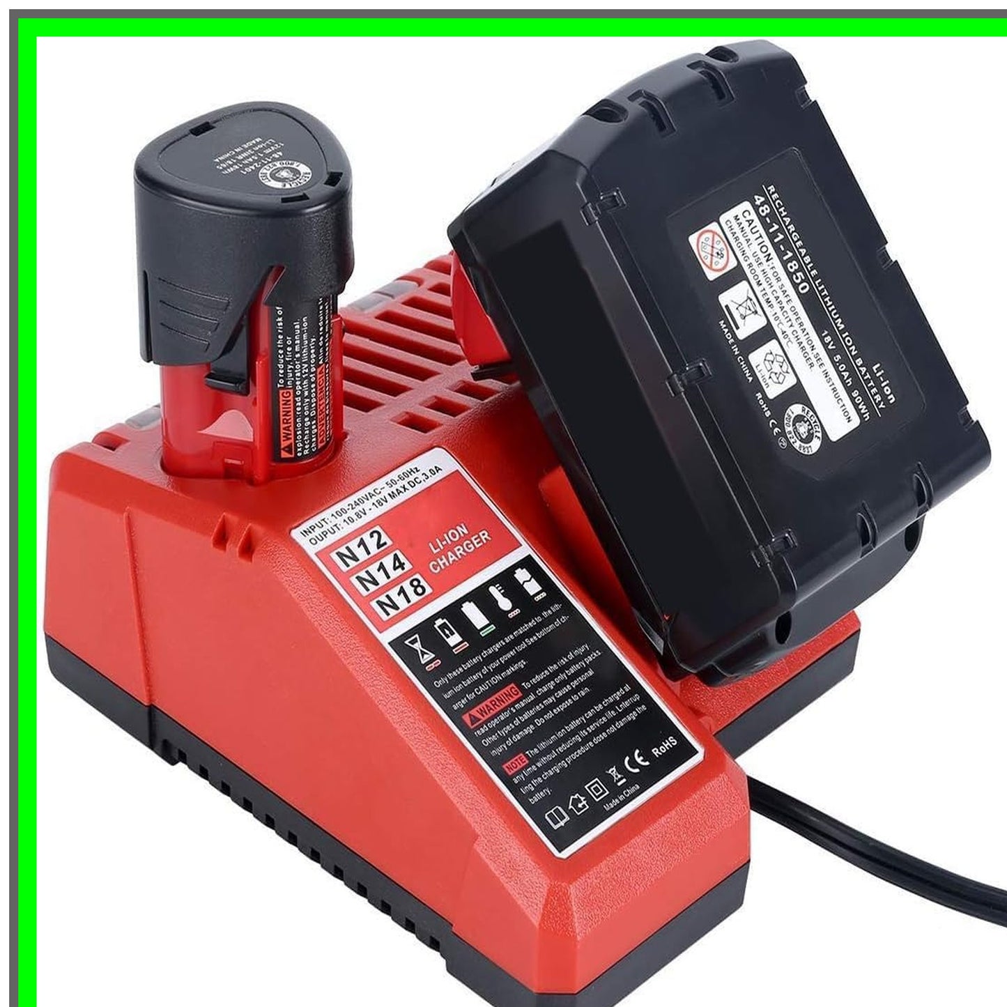 Milwaukee M18 M12 Rapid Charger for 12V 18V Lithium Ion Batteries