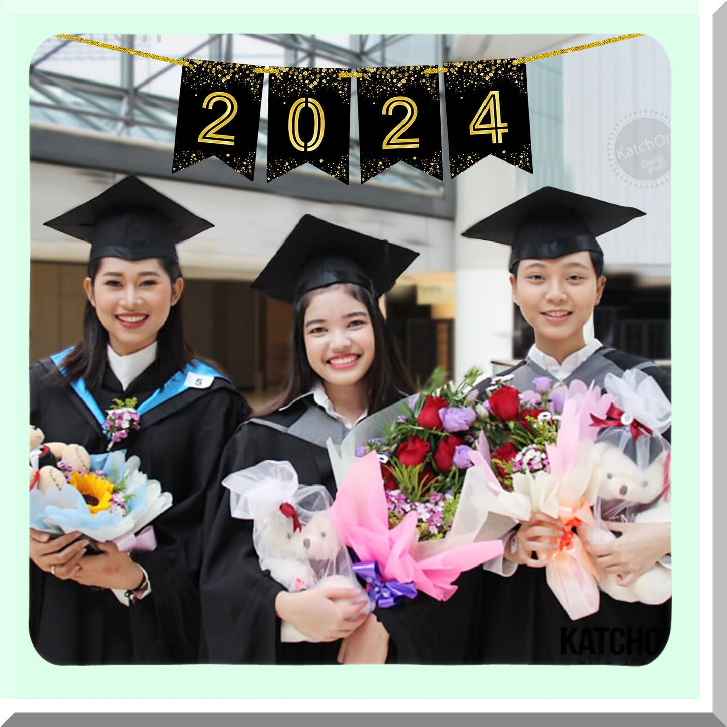 Glitter Graduation Banner for 2024 Party Decorations
