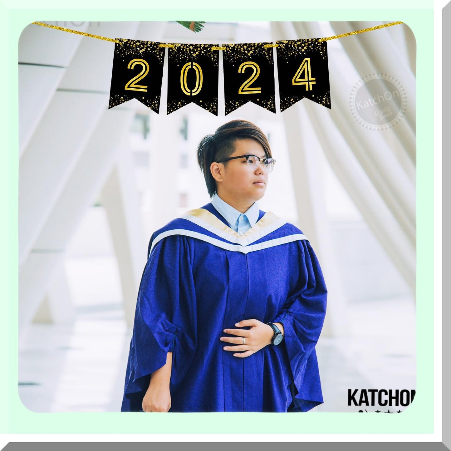 Glitter Graduation Banner for 2024 Party Decorations