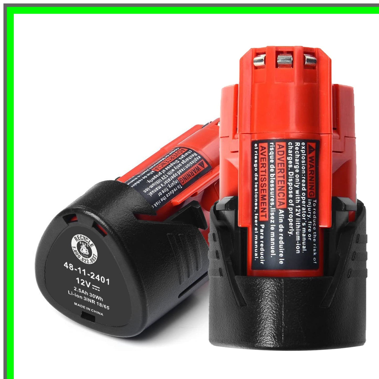 M12 2.5Ah Replacement Battery Pack for Milwaukee Cordless Tools
