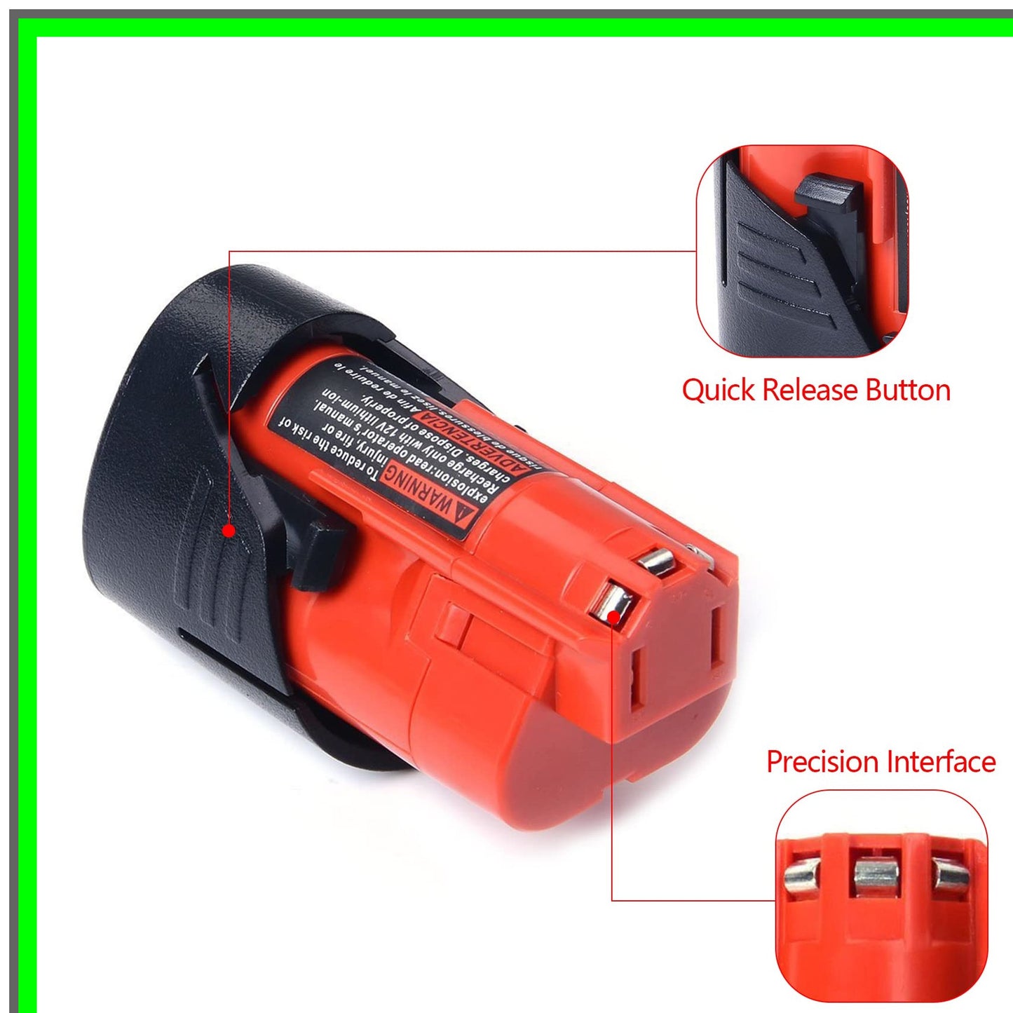 M12 2.5Ah Replacement Battery Pack for Milwaukee Cordless Tools