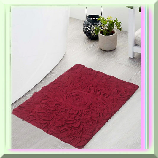 17"x24" Cotton Tufted Bath Rug Red