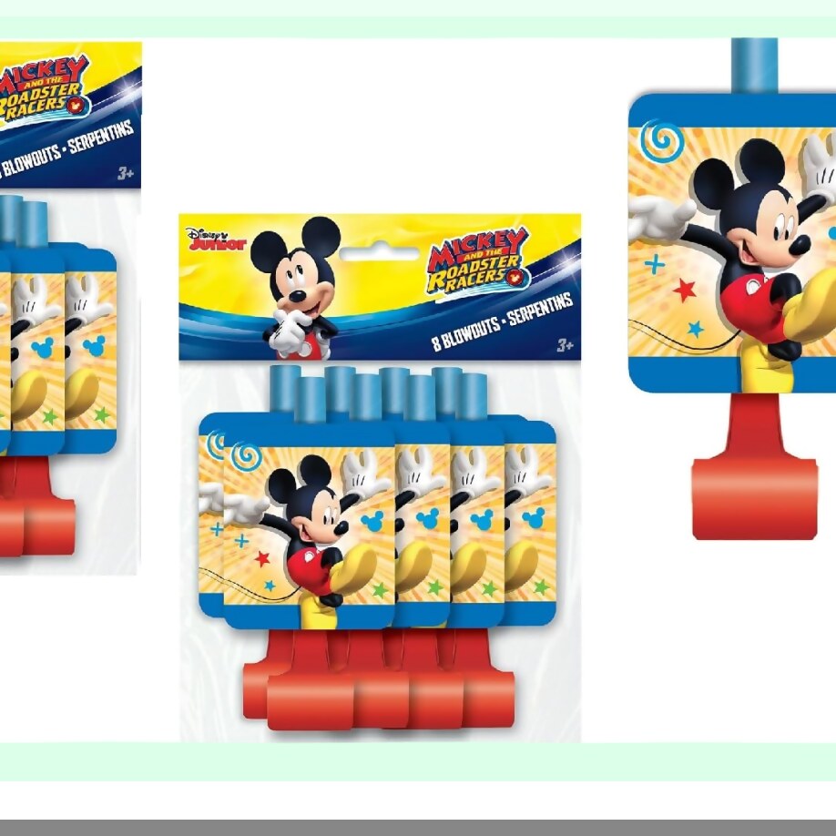Mickey Mouse Birthday Party Supplies with Blowouts and Dinosaur Stickers