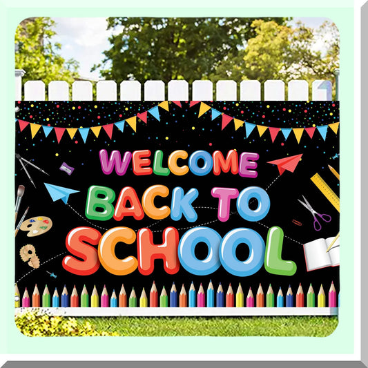 Large Back to School Banner 72x44 Inch for Classroom and Party Decorations