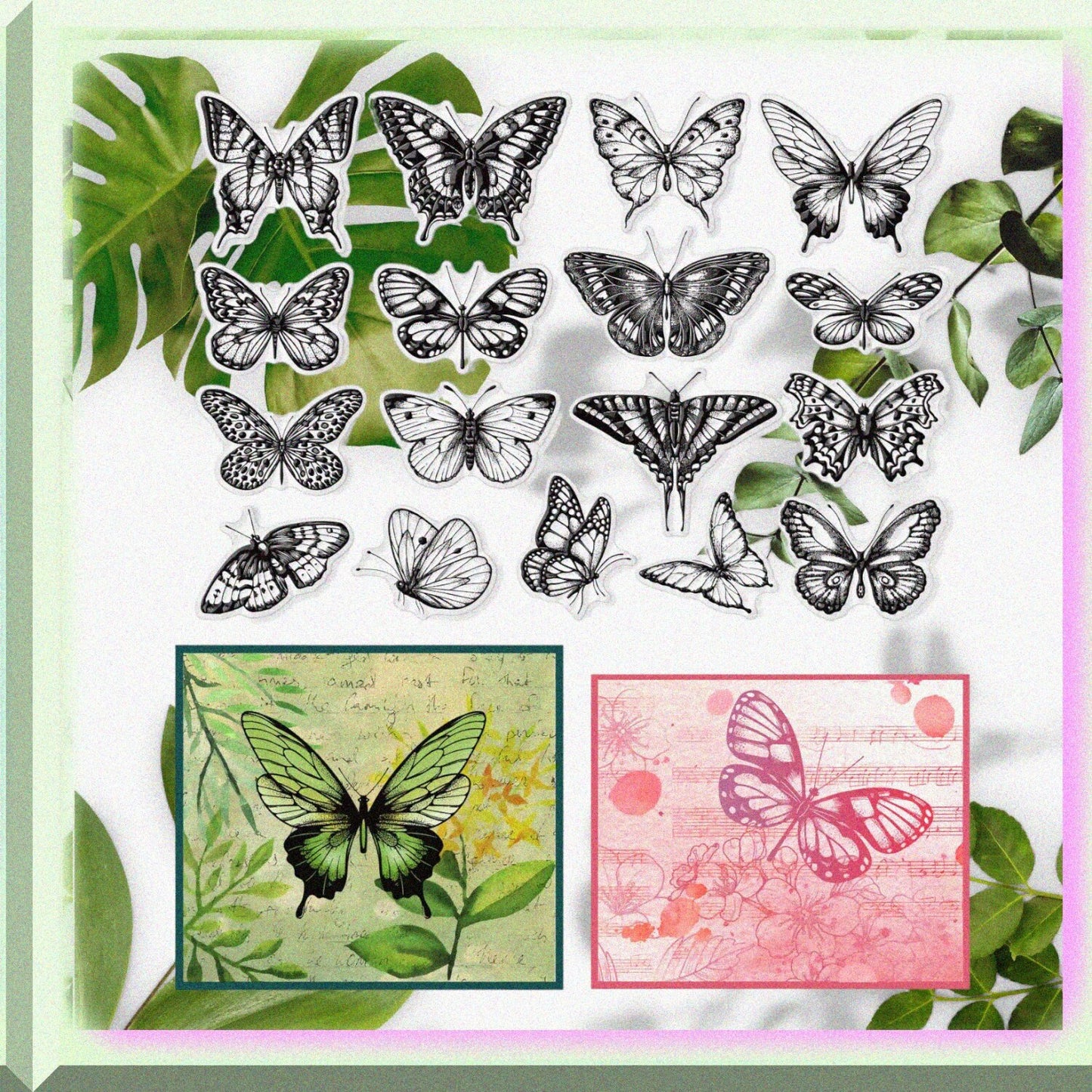 Vintage Butterfly Clear Stamps for Scrapbooking and Card Making