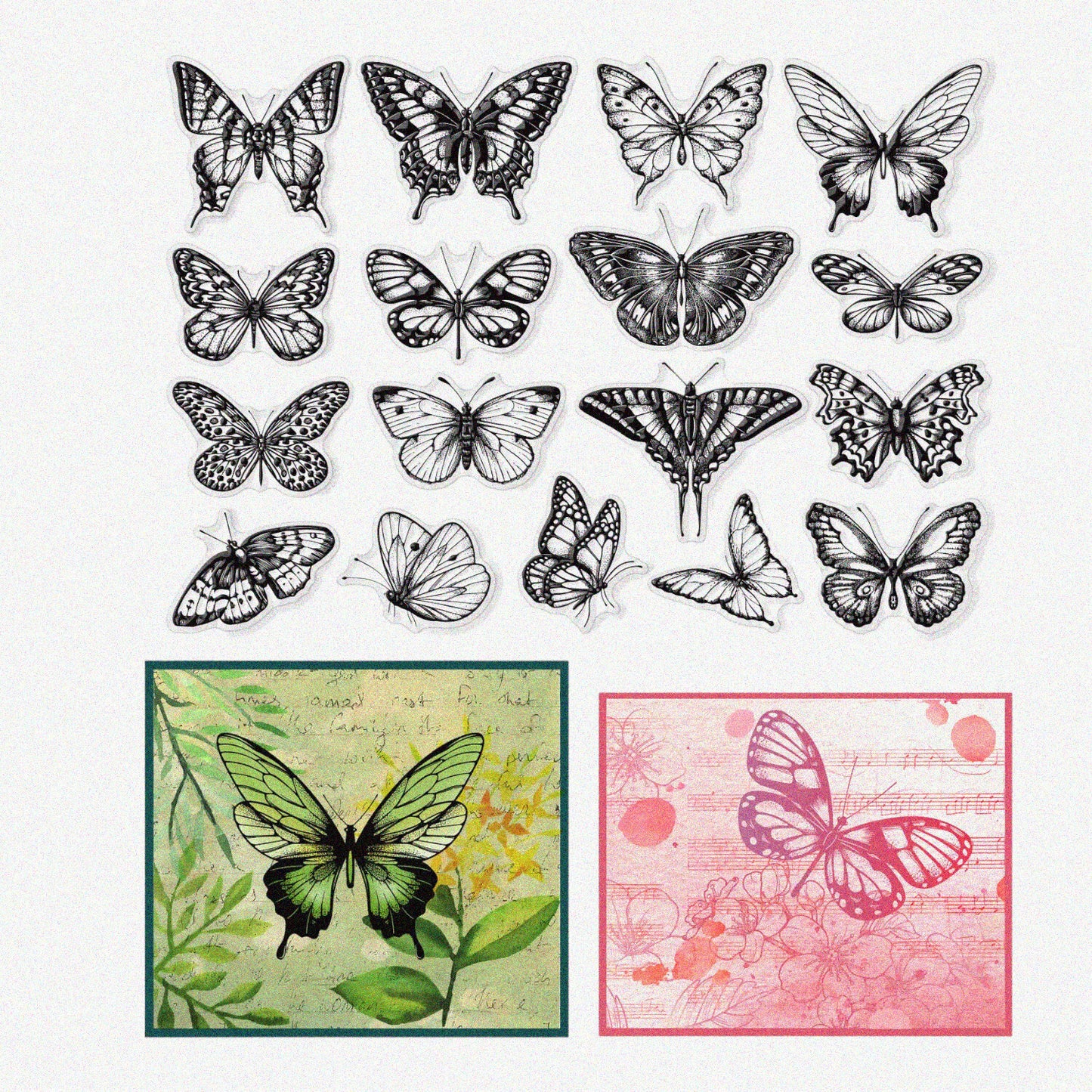 Vintage Butterfly Clear Stamps for Scrapbooking and Card Making