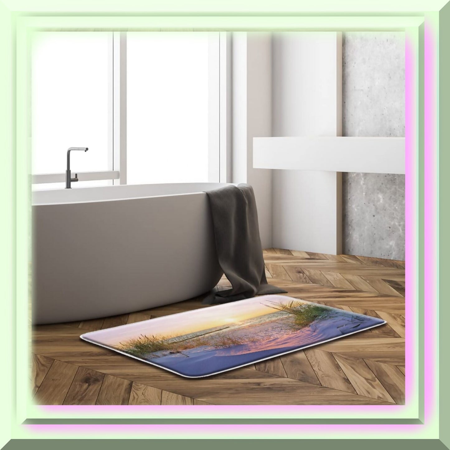 Ocean Beach Sunset Microfiber Bath Mat
