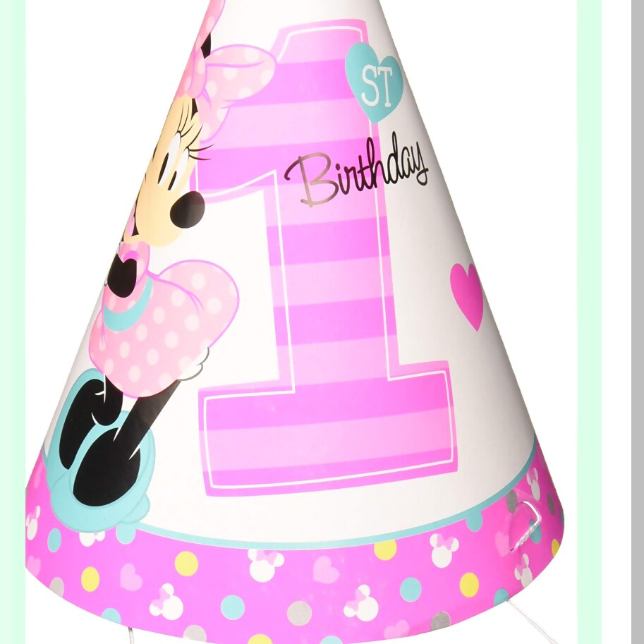 Minnie Mouse First Birthday Cone Hats Pack of 8