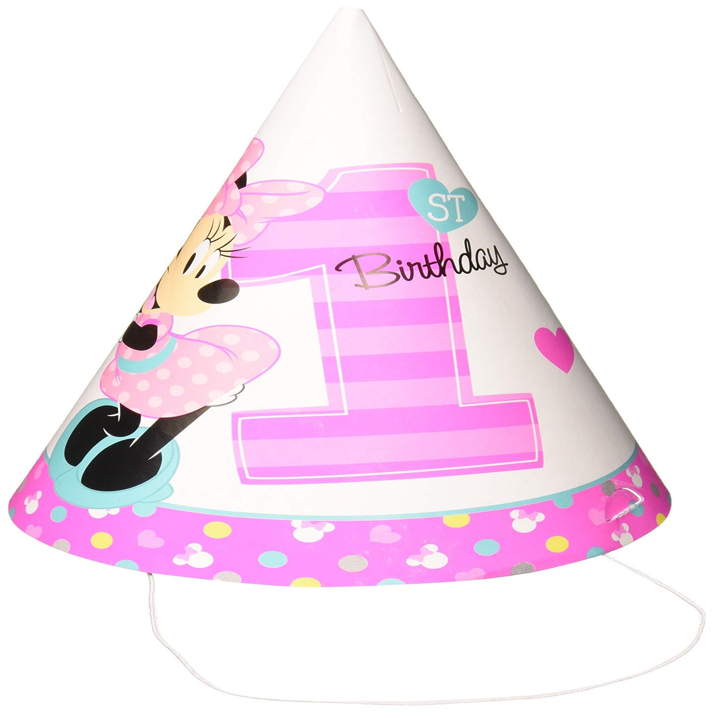 Minnie Mouse First Birthday Cone Hats Pack of 8