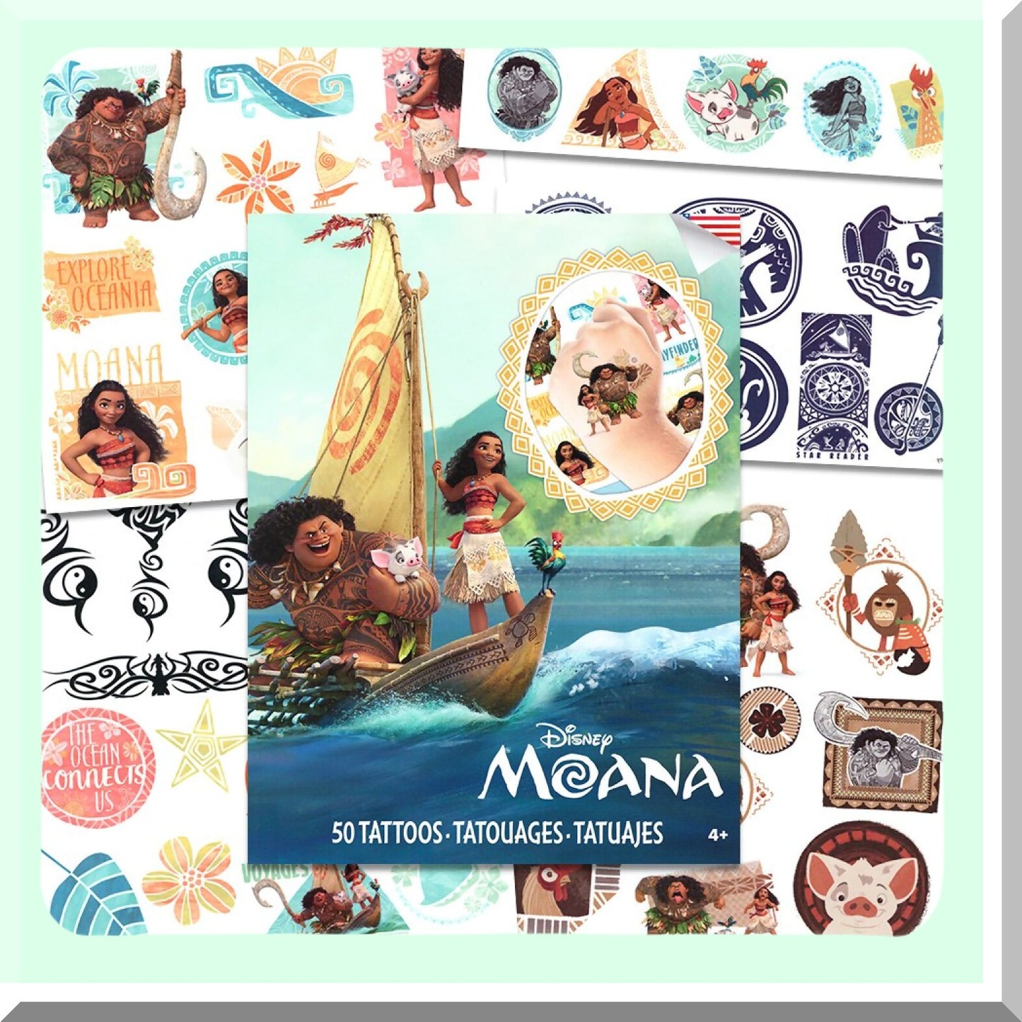 50 Assorted Moana Temporary Tattoos with Tribal Designs