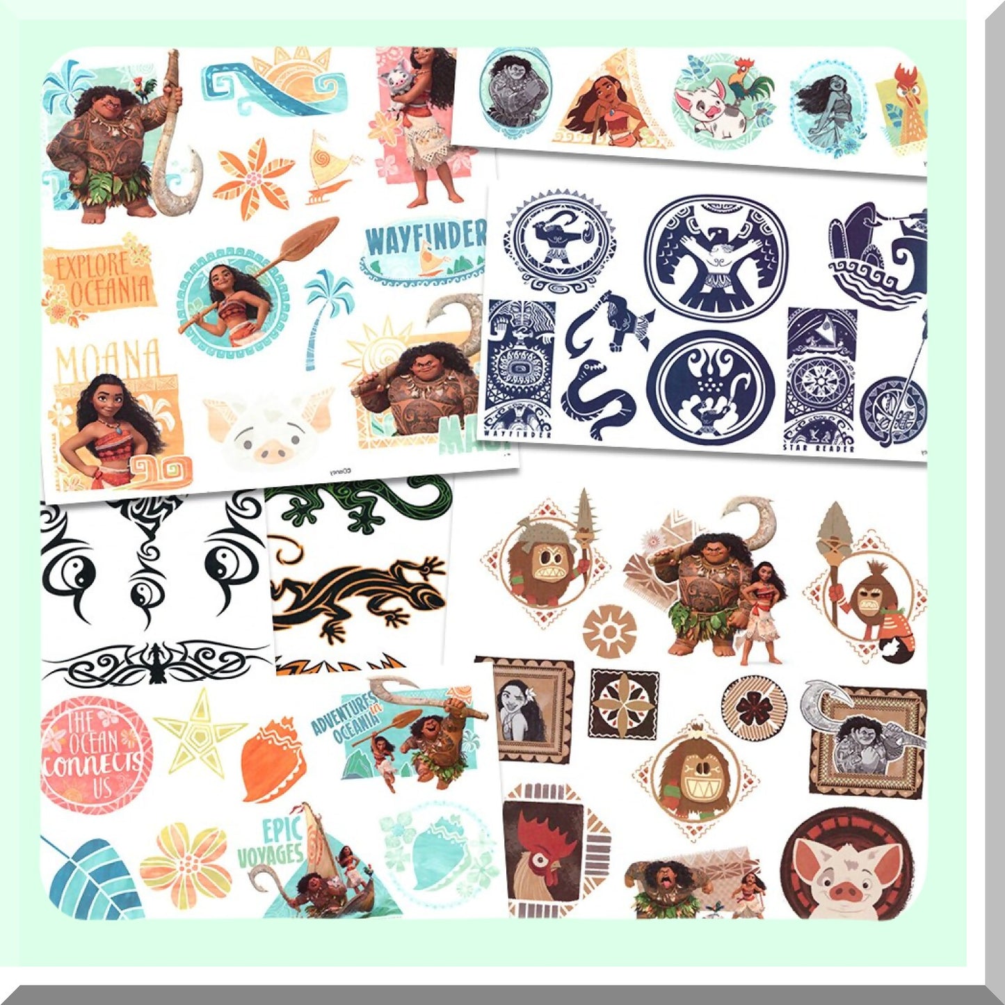 50 Assorted Moana Temporary Tattoos with Tribal Designs
