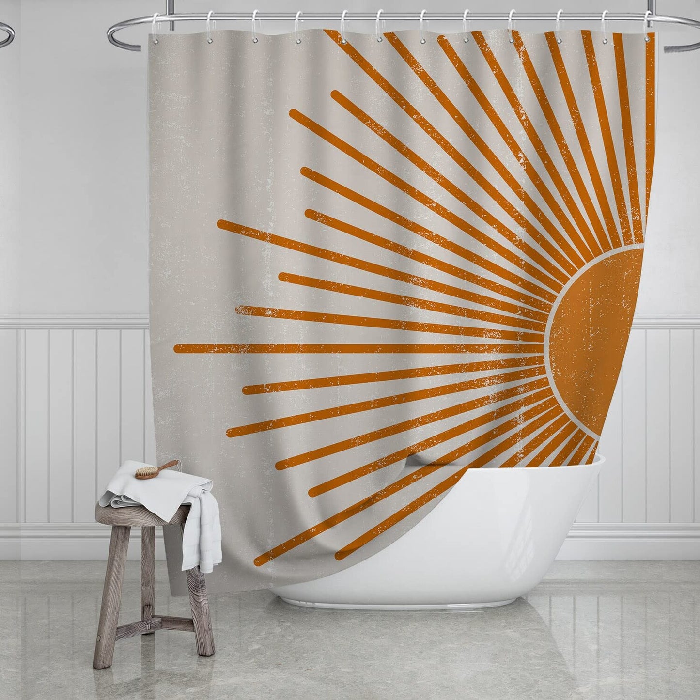 Mid Century Modern Abstract Sun Shower Curtain 72x72in
