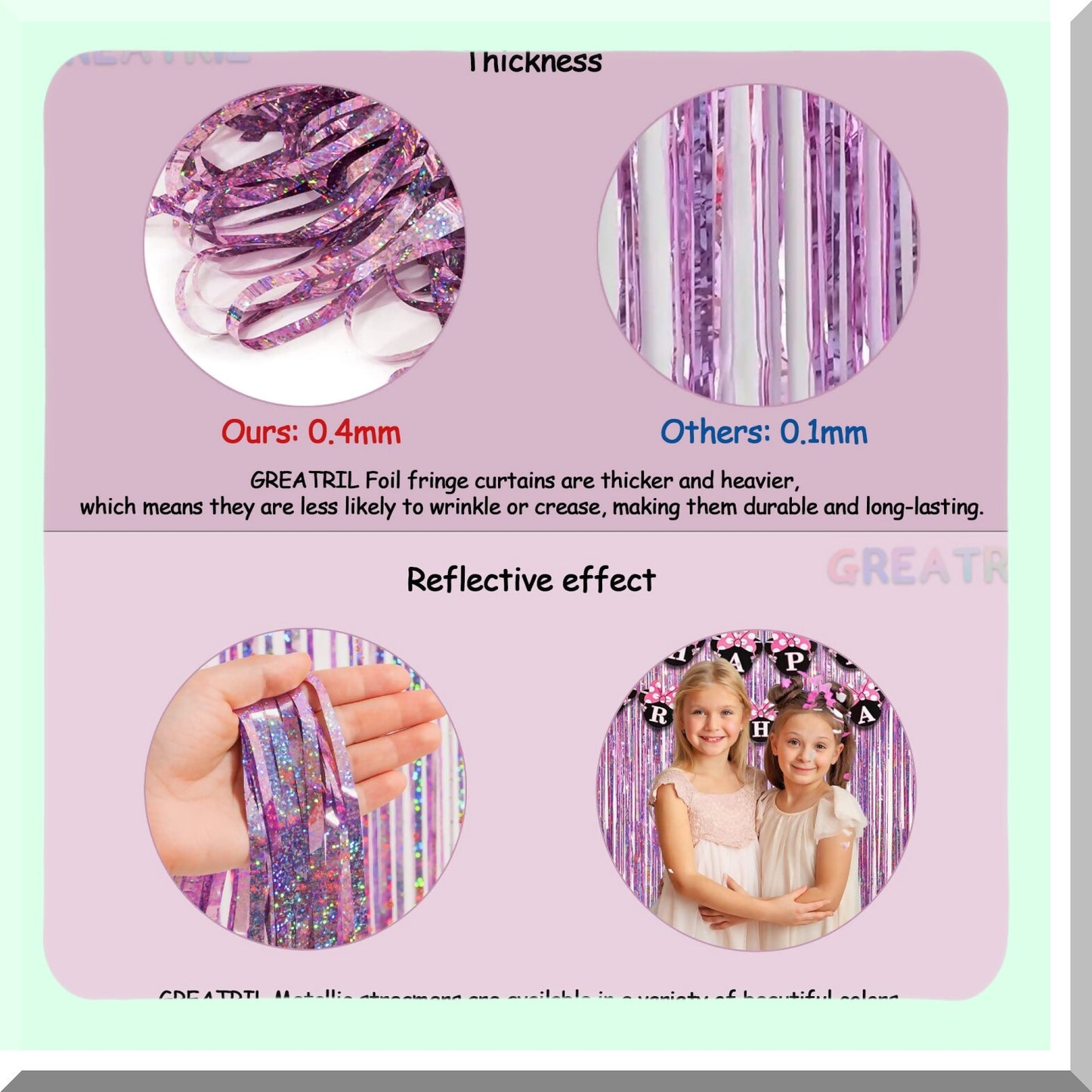 Pink Tinsel Curtain Party Backdrop for Events and Photo Booths