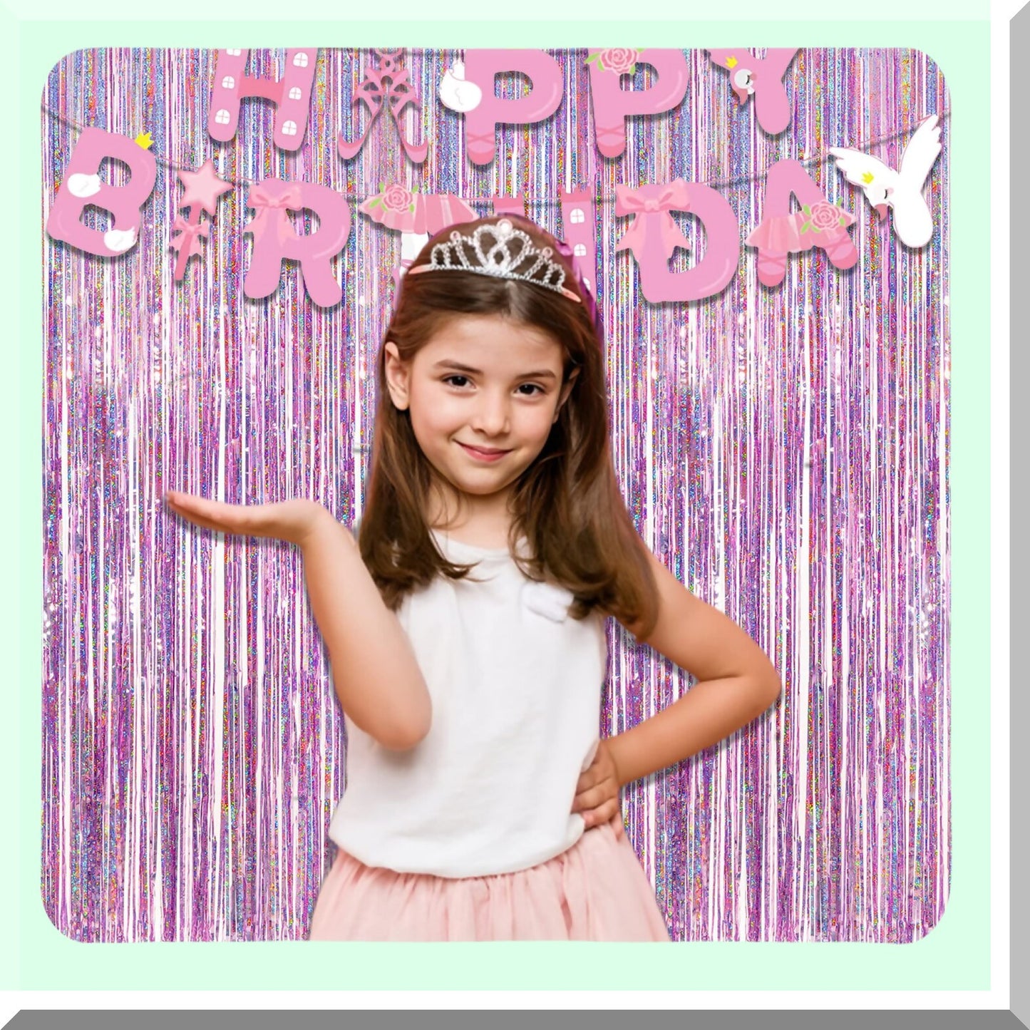 Pink Tinsel Curtain Party Backdrop for Events and Photo Booths