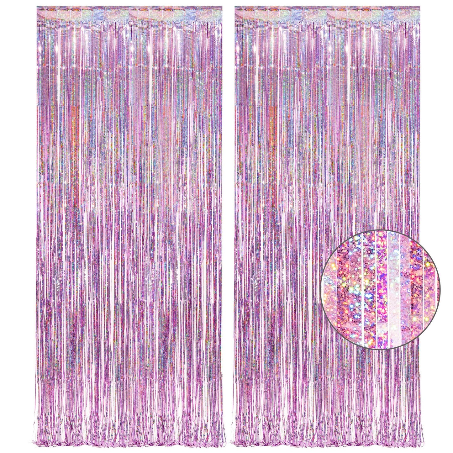 Pink Tinsel Curtain Party Backdrop for Events and Photo Booths