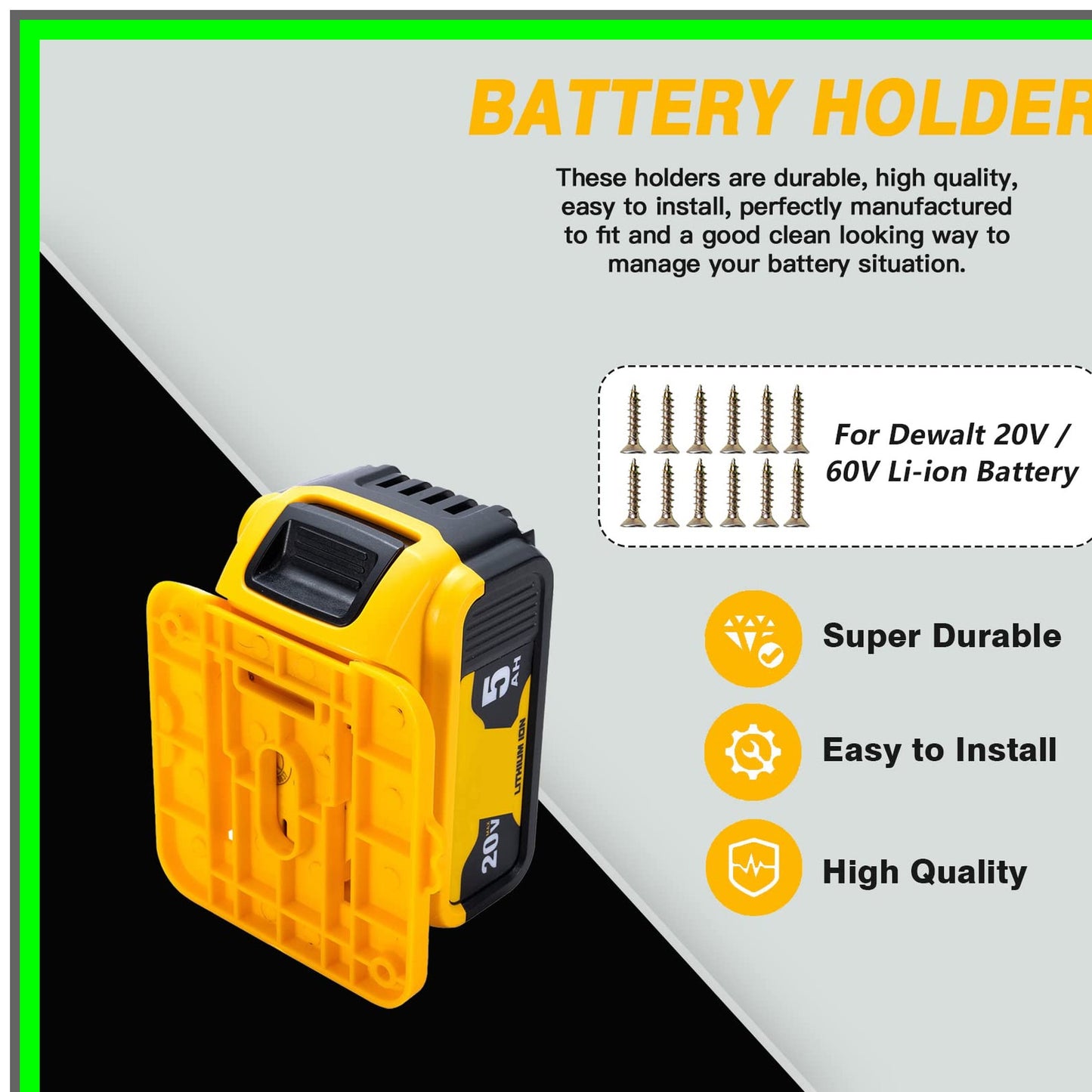20V 60V Battery Dock Holder Mount - 10 Pack for DCB200 DCB203 DCB205 DCB206
