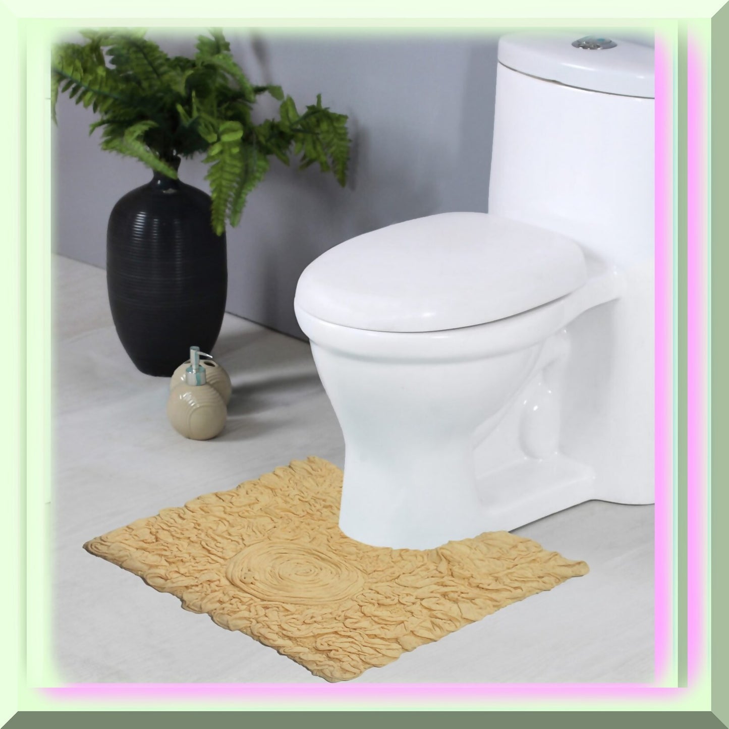 20"x20" Cotton Contour Bath Rug Yellow