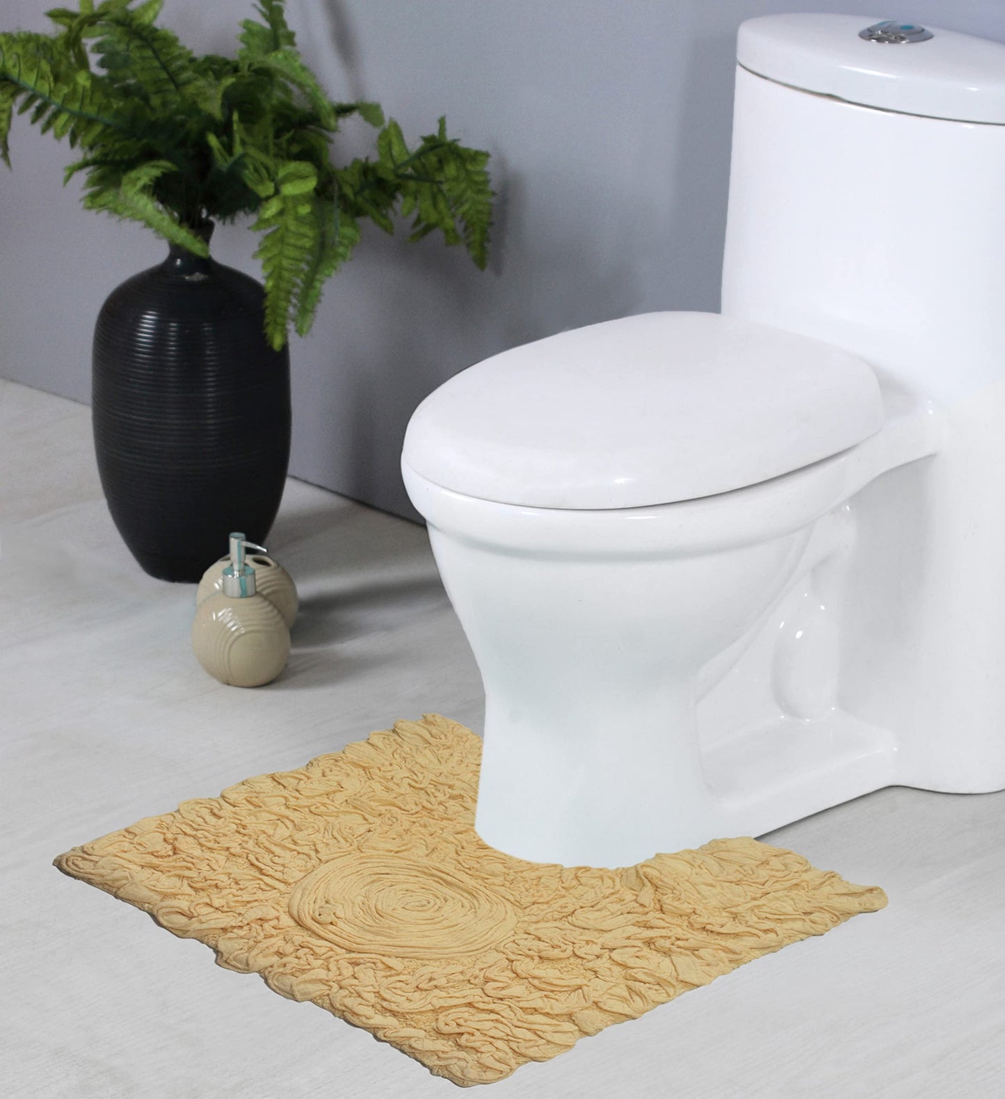 20"x20" Cotton Contour Bath Rug Yellow