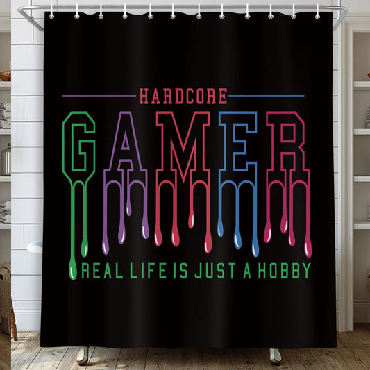 Colorful Gamer Shower Curtain for Kids 71x71 Inches