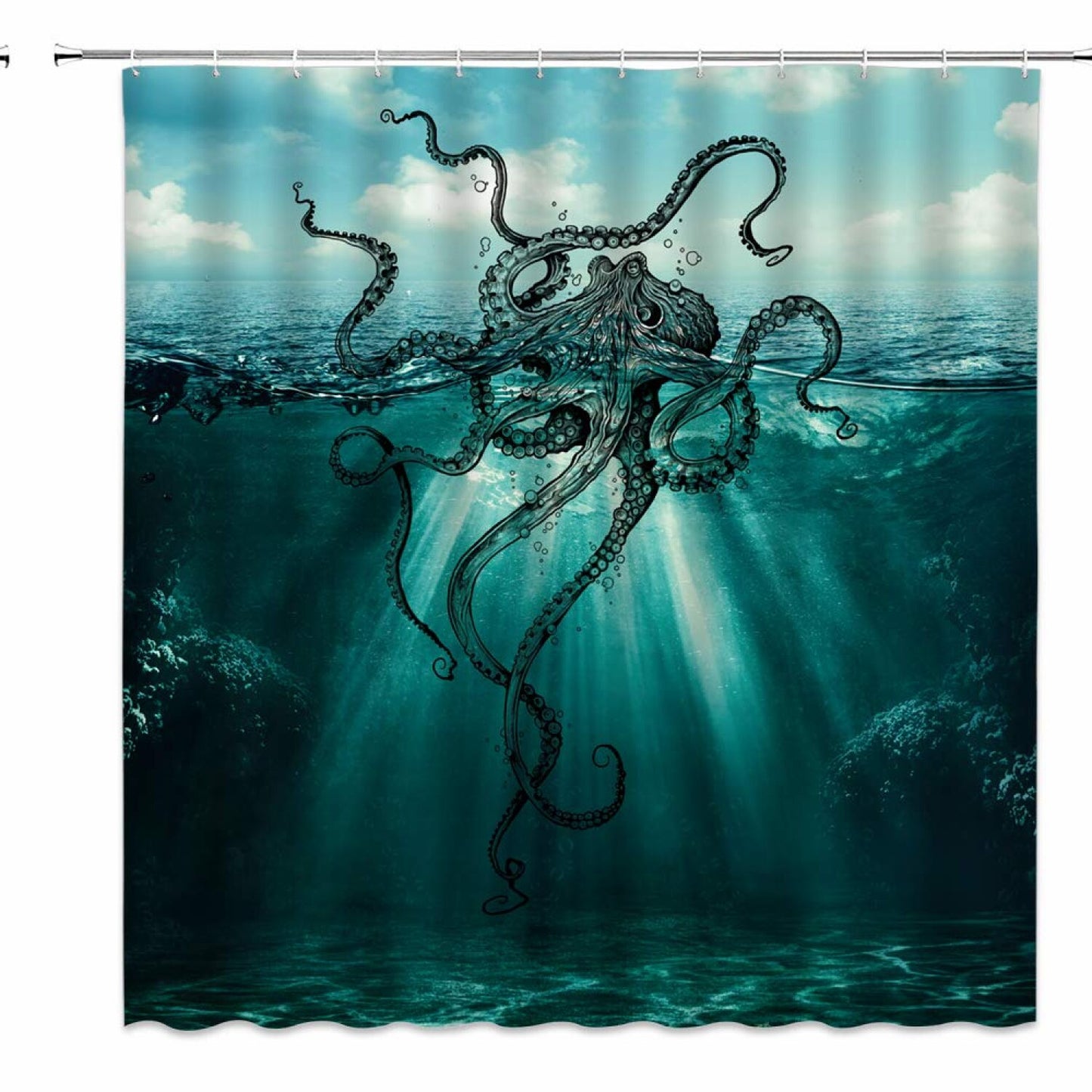Octopus Shower Curtain 70x70 Blue Polyester
