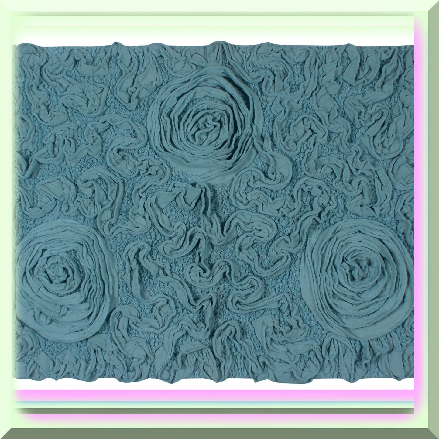 21"x34" Blue Cotton Tufted Bath Rug