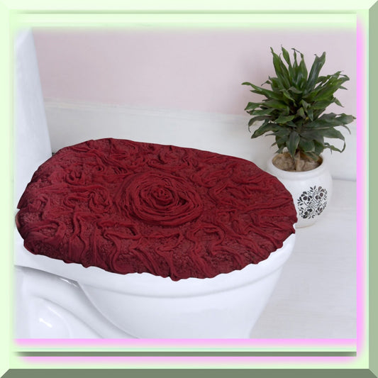 18"x18" Cotton Bath Rug with Lid Cover, Red