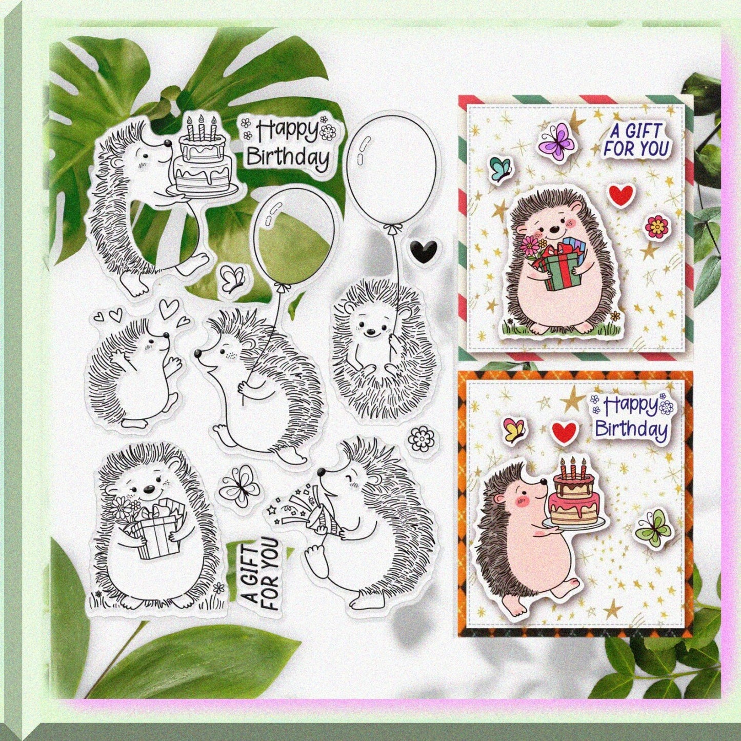 Hedgehogs Clear Silicone Stamp 8.3x5.5in