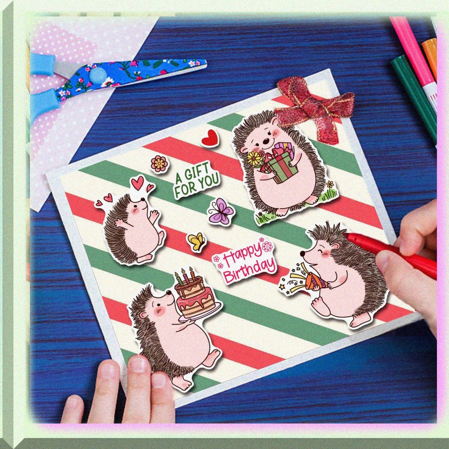 Hedgehogs Clear Silicone Stamp 8.3x5.5in