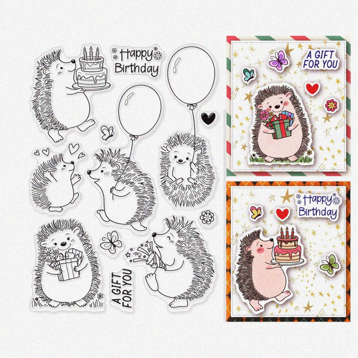 Hedgehogs Clear Silicone Stamp 8.3x5.5in