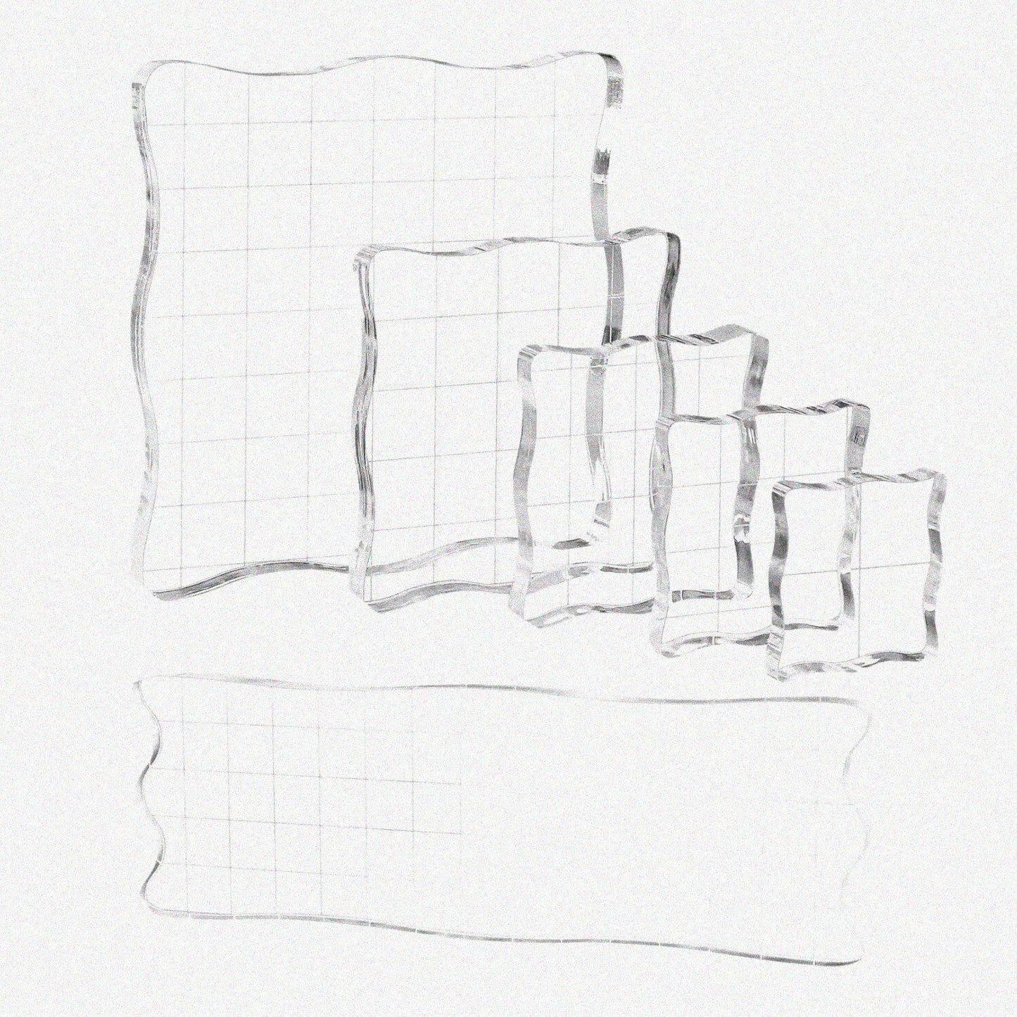 6 Pieces Clear Acrylic Stamp Block Set with Grid Lines